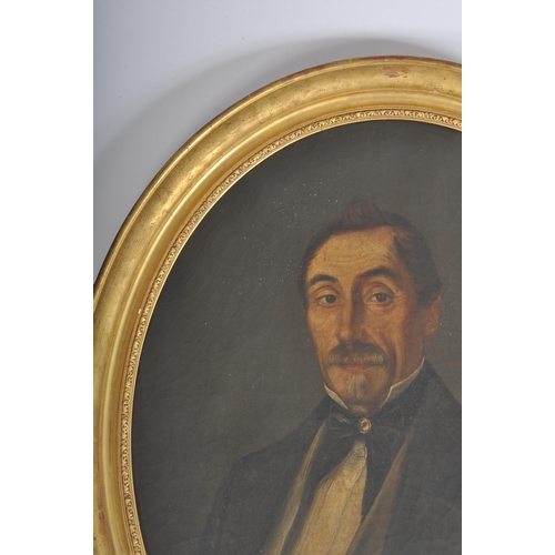 397 - A pair of late 19th century oil on canvas portrait studies. The portraits depicting a distinguished ... 