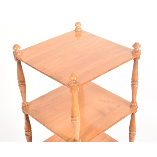 401 - A 19th century Victorian satin birch four tier whatnot / etage. The whatnot having four turned finia... 