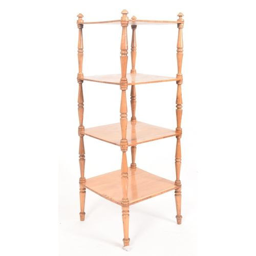 401 - A 19th century Victorian satin birch four tier whatnot / etage. The whatnot having four turned finia... 