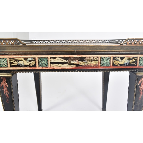 405 - An early 20th century Edwardian black lacquered Chinoiserie side table / low table. The table of sma... 