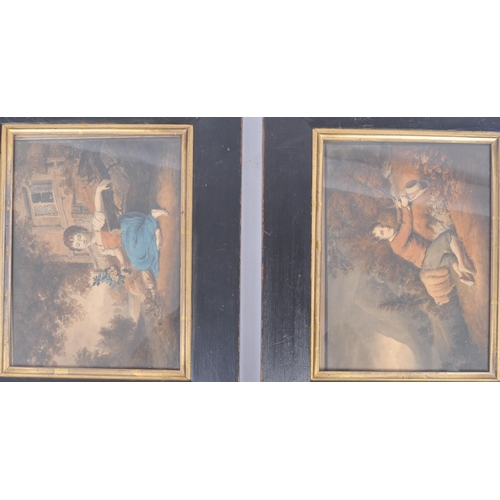 417 - A pair of 19th century Continental original watercolour on paper paintings. Each picture depicting a... 