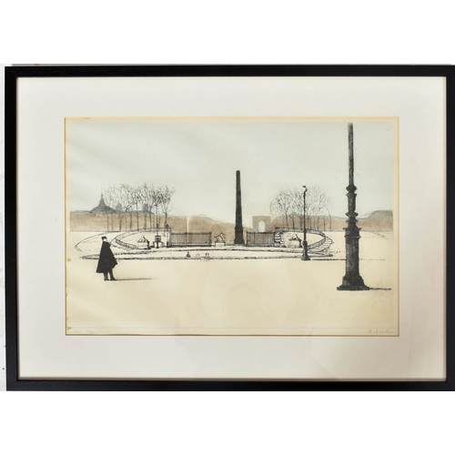 421 - Richard Beer (British 1928-2017) - ' Tuileries ' - A 20th century etching on paper. Signed in pencil... 