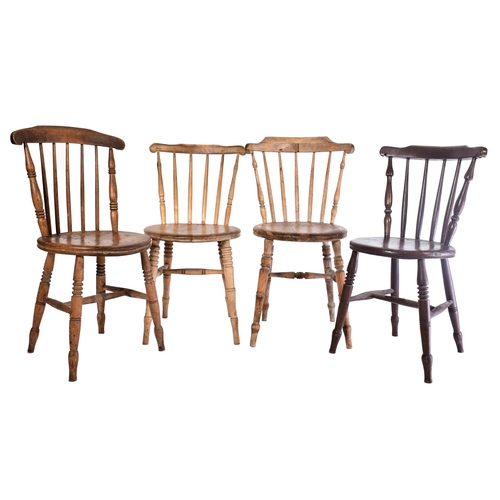 434 - A harlequin set of eight 19th century Victorian beech and elm penny Windsor dining chairs. Each chai... 