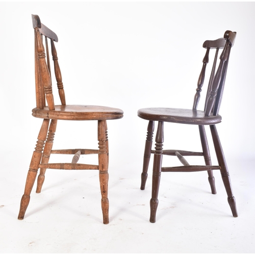 434 - A harlequin set of eight 19th century Victorian beech and elm penny Windsor dining chairs. Each chai... 