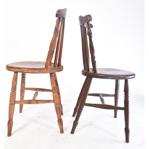 434 - A harlequin set of eight 19th century Victorian beech and elm penny Windsor dining chairs. Each chai... 