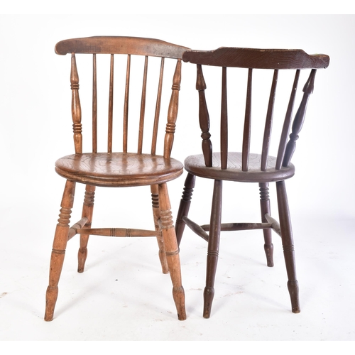 434 - A harlequin set of eight 19th century Victorian beech and elm penny Windsor dining chairs. Each chai... 