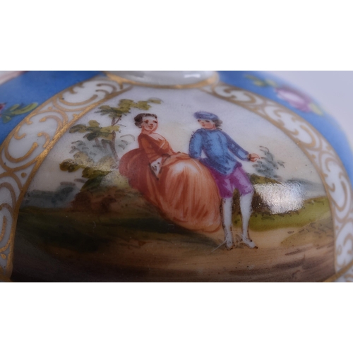 435 - An early 19th century Continental German Meissen porcelain hand painted lidded vase. The vase having... 