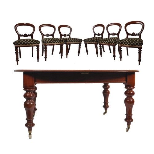 473 - A 19th century mahogany revival dining table with chairs. The suite comprising of a mahogany oval to... 