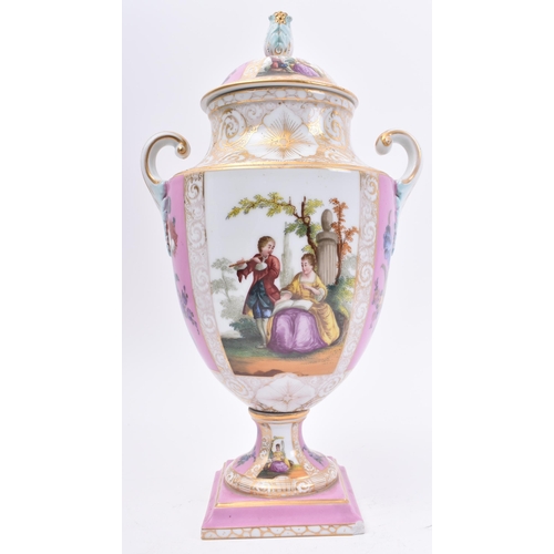 48 - An early 18th century circa 1720s continental German Meissen porcelain hand painted lidded urn vase.... 