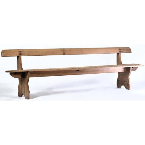 53 - A Victorian 19th century fruitwood refectory farmhouse bench settee. The bench having a single plank... 