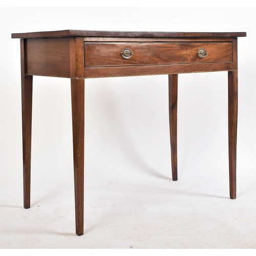 54 - A 19th century George III mahogany side table of simple rectangular form having ebonised banding wit... 