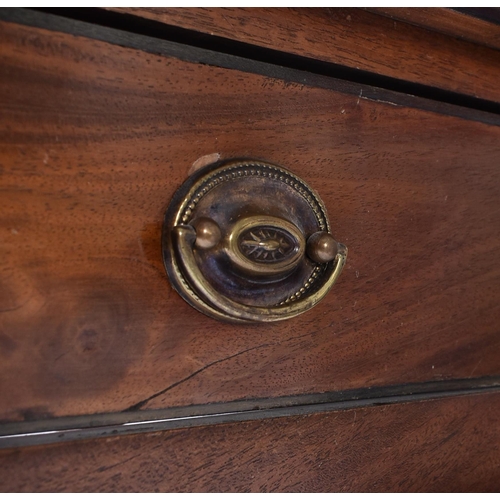 54 - A 19th century George III mahogany side table of simple rectangular form having ebonised banding wit... 