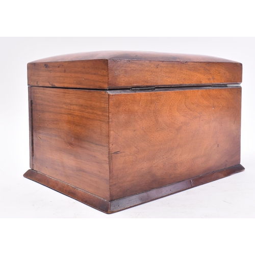 633 - A Victorian 19th century circa 1904 walnut veneered hinged top jewellery travel case / box. The box ... 