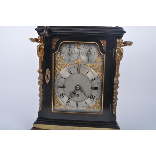 640 - A Victorian 19th century gilt ormolu & ebonised wood eight bells musical bracket clock. The clock ha... 