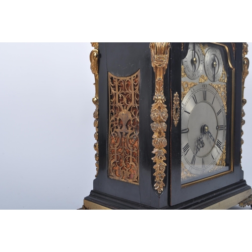 640 - A Victorian 19th century gilt ormolu & ebonised wood eight bells musical bracket clock. The clock ha... 