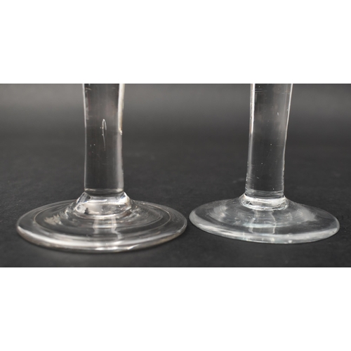 646 - A pair of George III 18th century circa 1770s crystal tall stem wine / cordial glasses. The lot comp... 