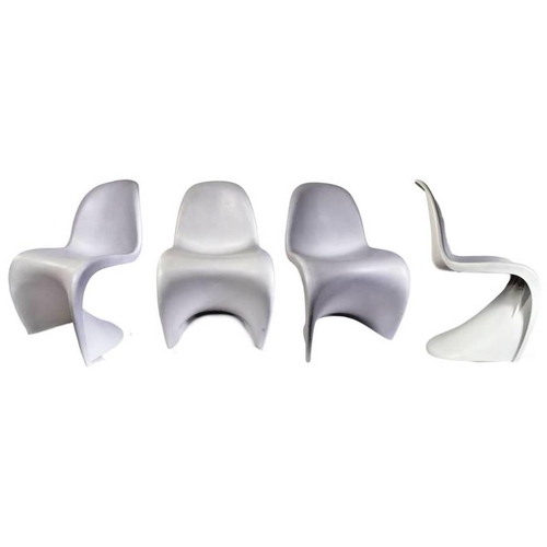 69 - After Verner Panton - S Chairs - A set of four white plastic injection moulded chairs. Injection mou... 