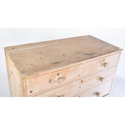 72 - A 19th century Victorian country pine chest of drawers. The chest having two short drawers over thre... 