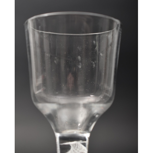 73 - A George III mid 18th century circa 1760s crystal opaque single twist cordial glass. The glass havin... 