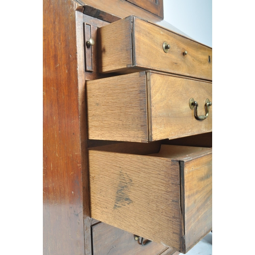 212 - A 19th century George III mahogany estate bookcase bureau. The bureau with twin fielded panel doors ... 