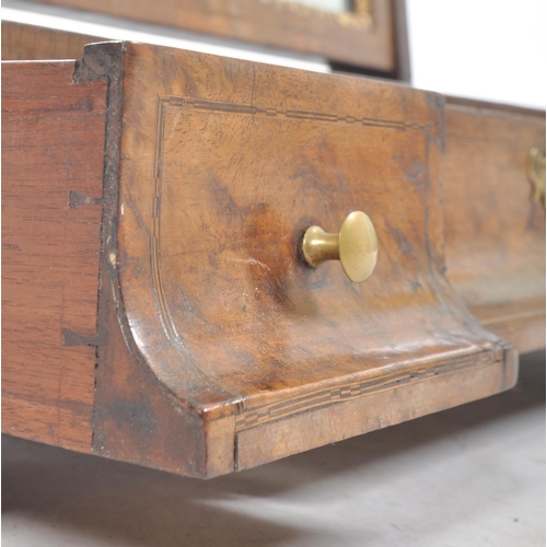 236 - A George III early 19th century burr walnut ladies dressing mirror having chamfered edges with gilt ... 