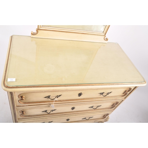 321 - A 19th century painted French Louis XVI commode - dressing table chest. The chest being raised on sc... 