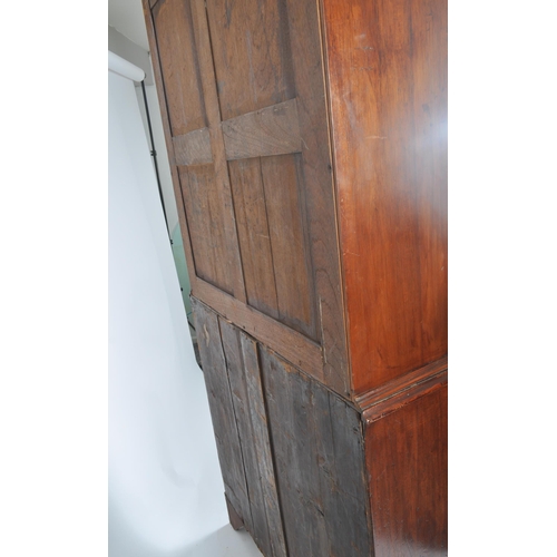 199 - A 19th century George III flame mahogany secretaire bookcase having an inlaid glazed top with shaped... 