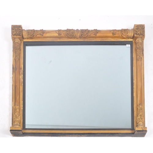 309 - A George III early 19th century gilt wood & gesso overmantel wall hanging mirror. The mirror having ... 