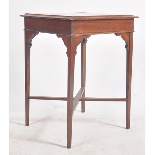 325 - A Victorian 19th century mahogany inlaid game side table. The occasional table having a squared cham... 