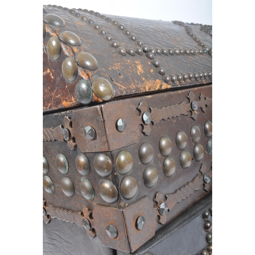 377 - Islamic Art  - An early 20th century Ottoman leather studded dome top cabinet / cupboard. The studde... 