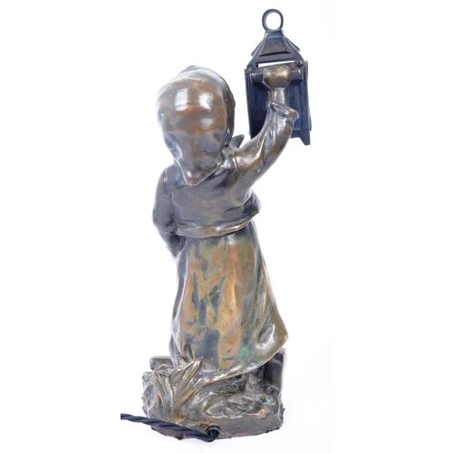 411 - G. Demange (French 1865-1945) An early 20th century French bronze table lamp - light. The lamp figur... 