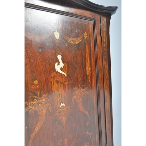 468 - A Victorian 19th century rosewood marquetry and bone inlaid hanging corner cabinet. The door with in... 