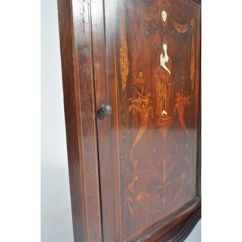 468 - A Victorian 19th century rosewood marquetry and bone inlaid hanging corner cabinet. The door with in... 