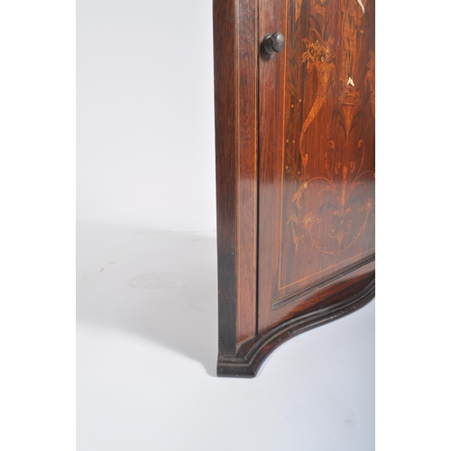 468 - A Victorian 19th century rosewood marquetry and bone inlaid hanging corner cabinet. The door with in... 