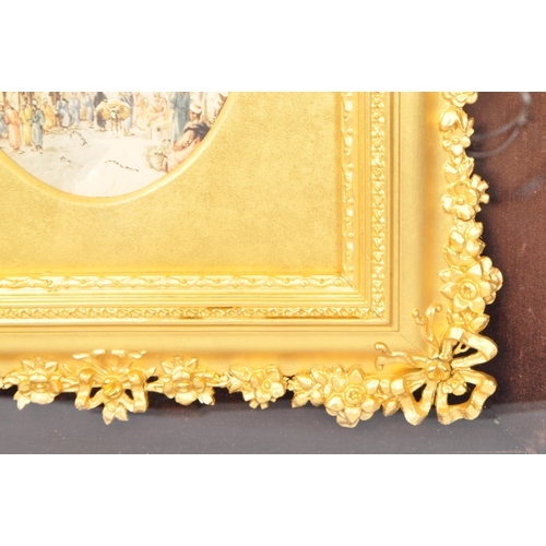 671 - A 19th century ornate giltwood and gesso painting frame. The ornate frame with ribbon work exterior ... 