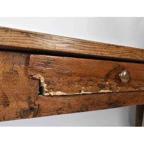 70 - A 19th century country house elm refectory dining / kitchen table. The table having large elm rectan... 