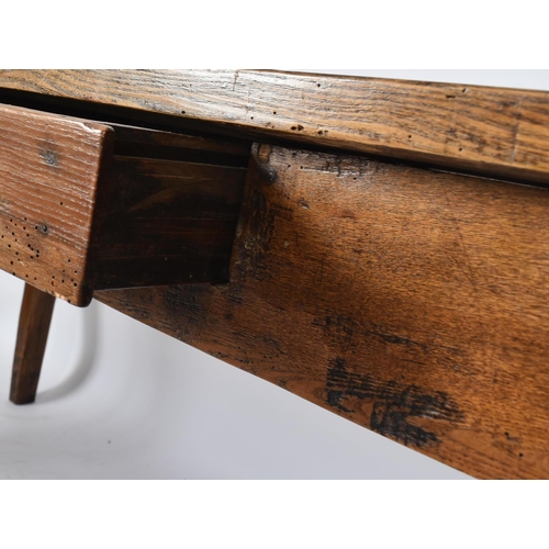 70 - A 19th century country house elm refectory dining / kitchen table. The table having large elm rectan... 