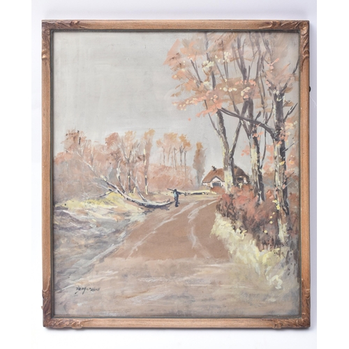 91 - J. R. Marshall - 'A Dorset Road, Autumn' - An early 20th century watercolour on paper painting depic... 