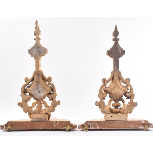 391 - A pair of 19th century Florentine giltwood wall brackets. Each bracket of traditional form, with ser... 