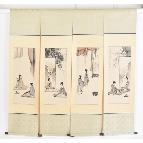 400 - Fu Baoshi (1904-1965) - Chinese School - A series of four ink on paper wall hanging scrolls. The ser... 