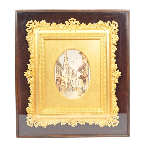 671 - A 19th century ornate giltwood and gesso painting frame. The ornate frame with ribbon work exterior ... 