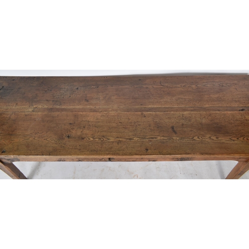 70 - A 19th century country house elm refectory dining / kitchen table. The table having large elm rectan... 