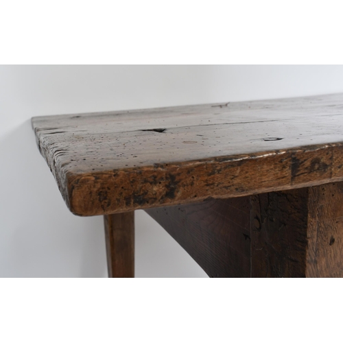 70 - A 19th century country house elm refectory dining / kitchen table. The table having large elm rectan... 