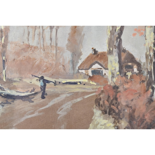 91 - J. R. Marshall - 'A Dorset Road, Autumn' - An early 20th century watercolour on paper painting depic... 