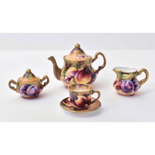 11 - Terence Nutt for Royal Worcester - A later 20th century fine bone hand painted miniature tea service... 