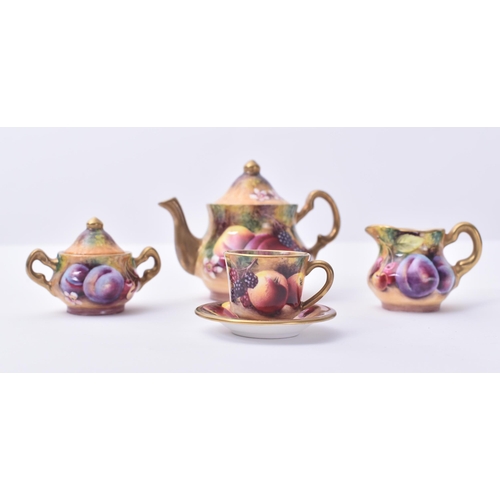 11 - Terence Nutt for Royal Worcester - A later 20th century fine bone hand painted miniature tea service... 