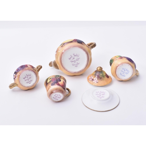 11 - Terence Nutt for Royal Worcester - A later 20th century fine bone hand painted miniature tea service... 