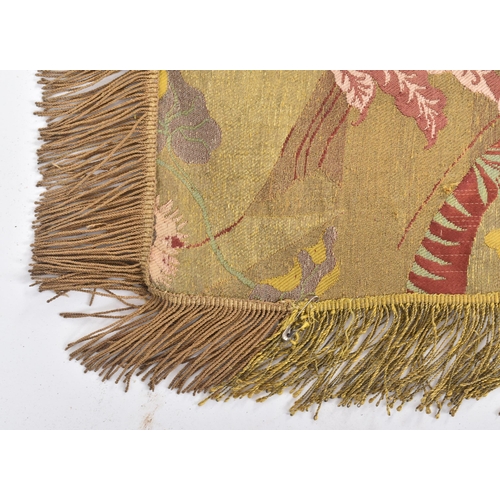 343 - An early 20th century square decorative bed cover / throw blanket. The textile of hand woven gilt th... 