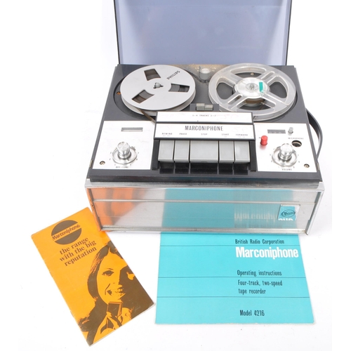A vintage Marconiphone reel to reel four track, two speed tape