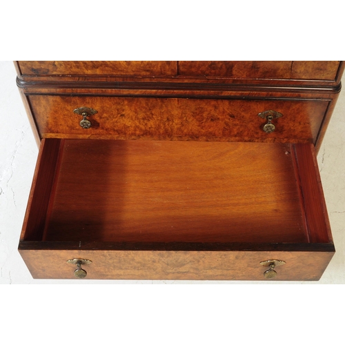 1024 - A vintage 20th century circa 1940s Queen Anne revival walnut tallboy bachelors gentleman's wardrobe ... 